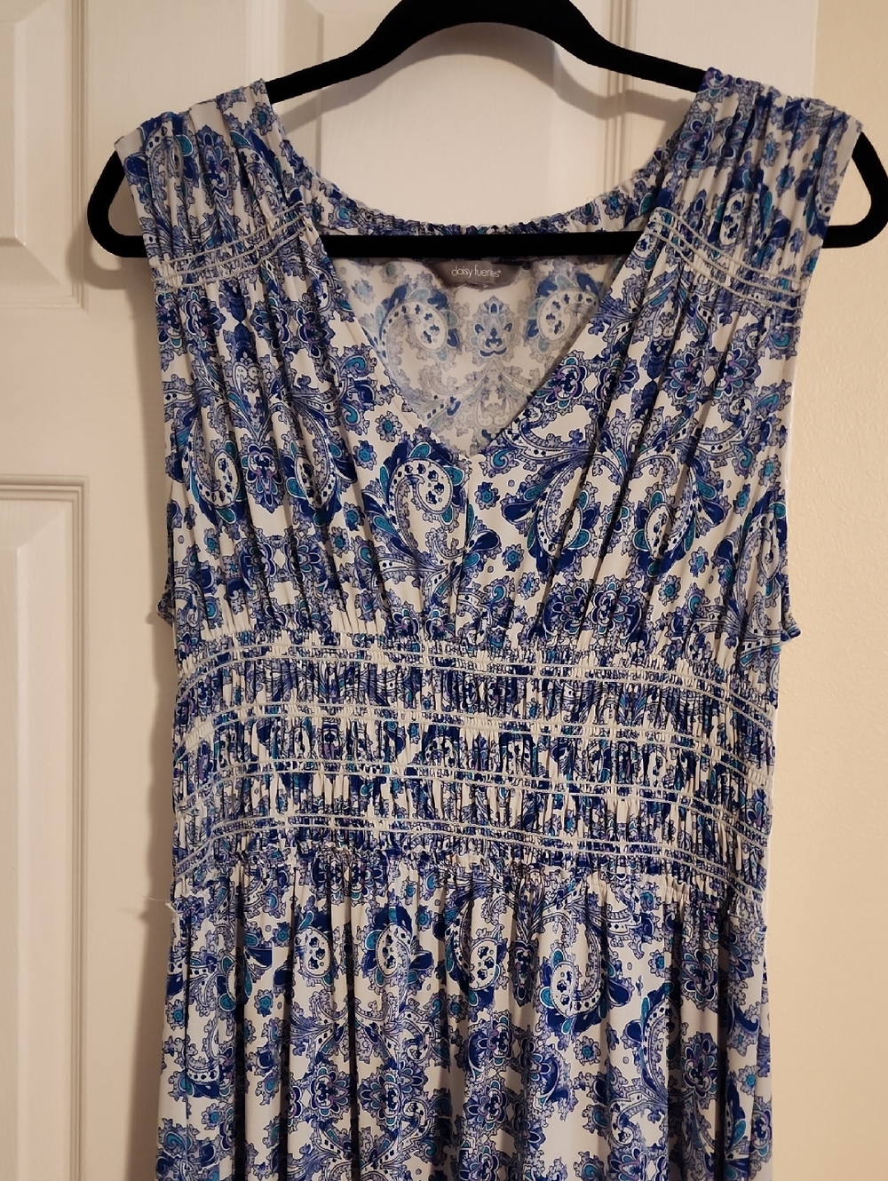 Daisy Fuentes Blue & White Paisley Maxi Dress